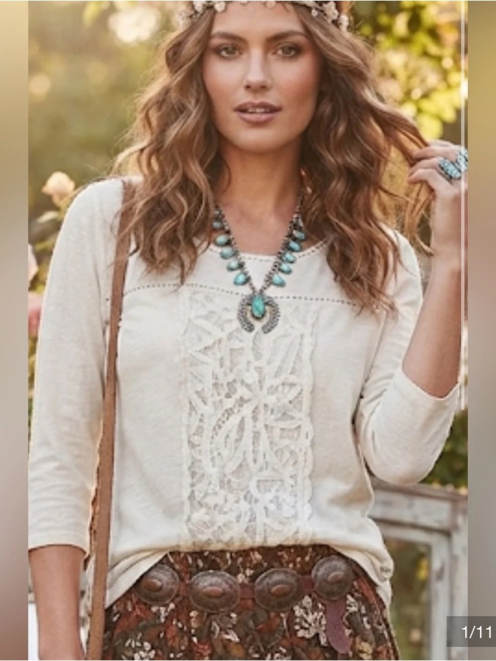 Garnet Hill White Lace Accent
Blouse - Medium